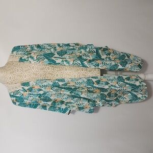 ISA & Stef Tropical Print Crochet Open Batwing Kimono Beach Cover-Up Women OS